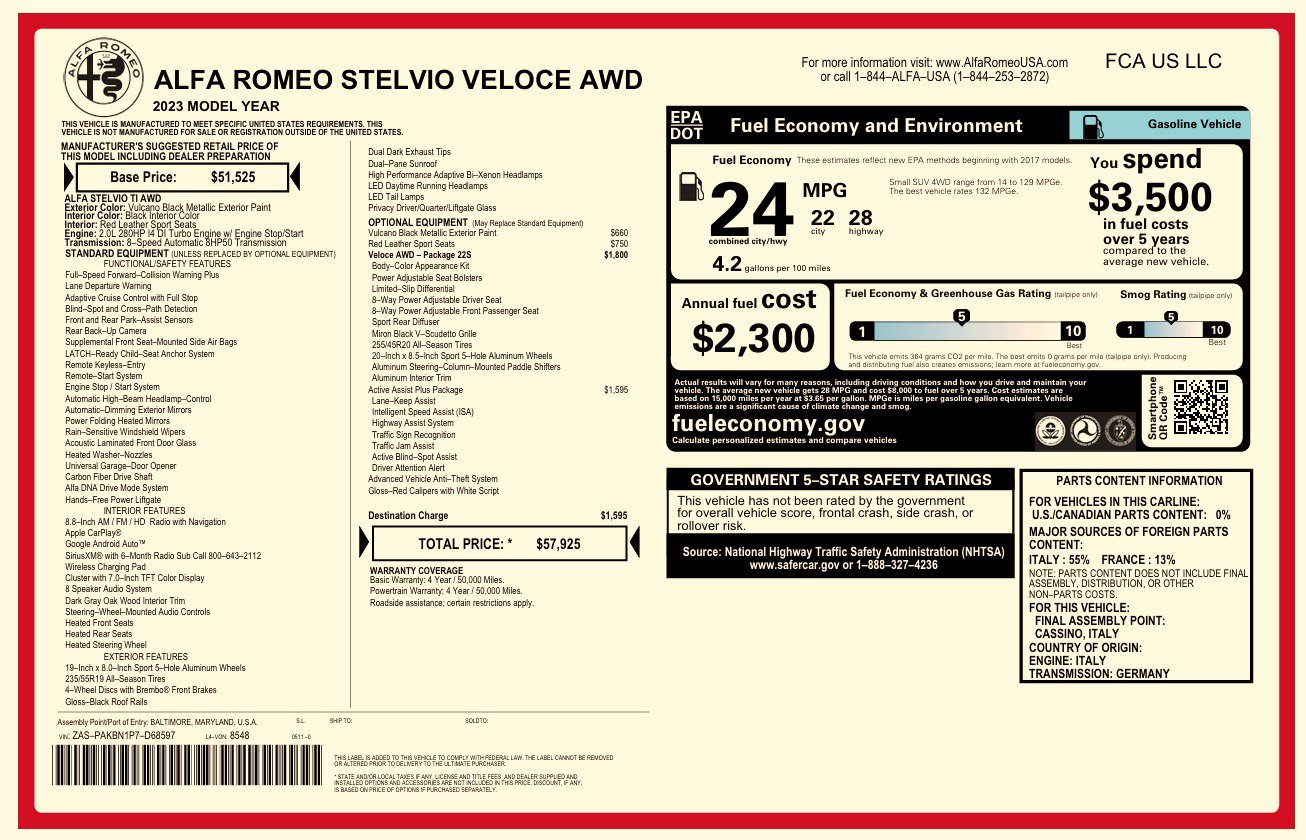 Used 2023 Alfa Romeo Stelvio Veloce AWD/4WD image 26