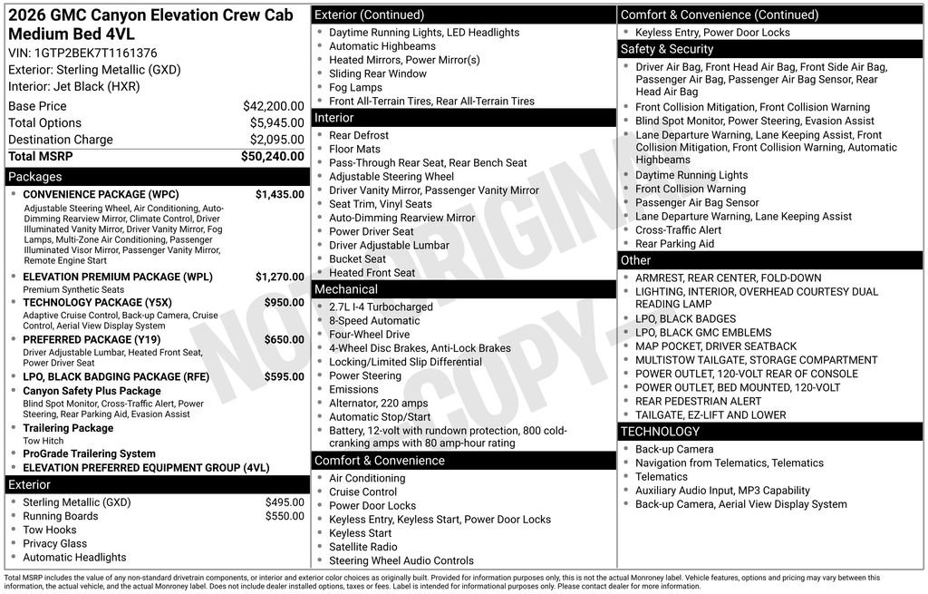 New 2026 GMC Canyon Elevation w/ Convenience Package AWD/4WD image 56