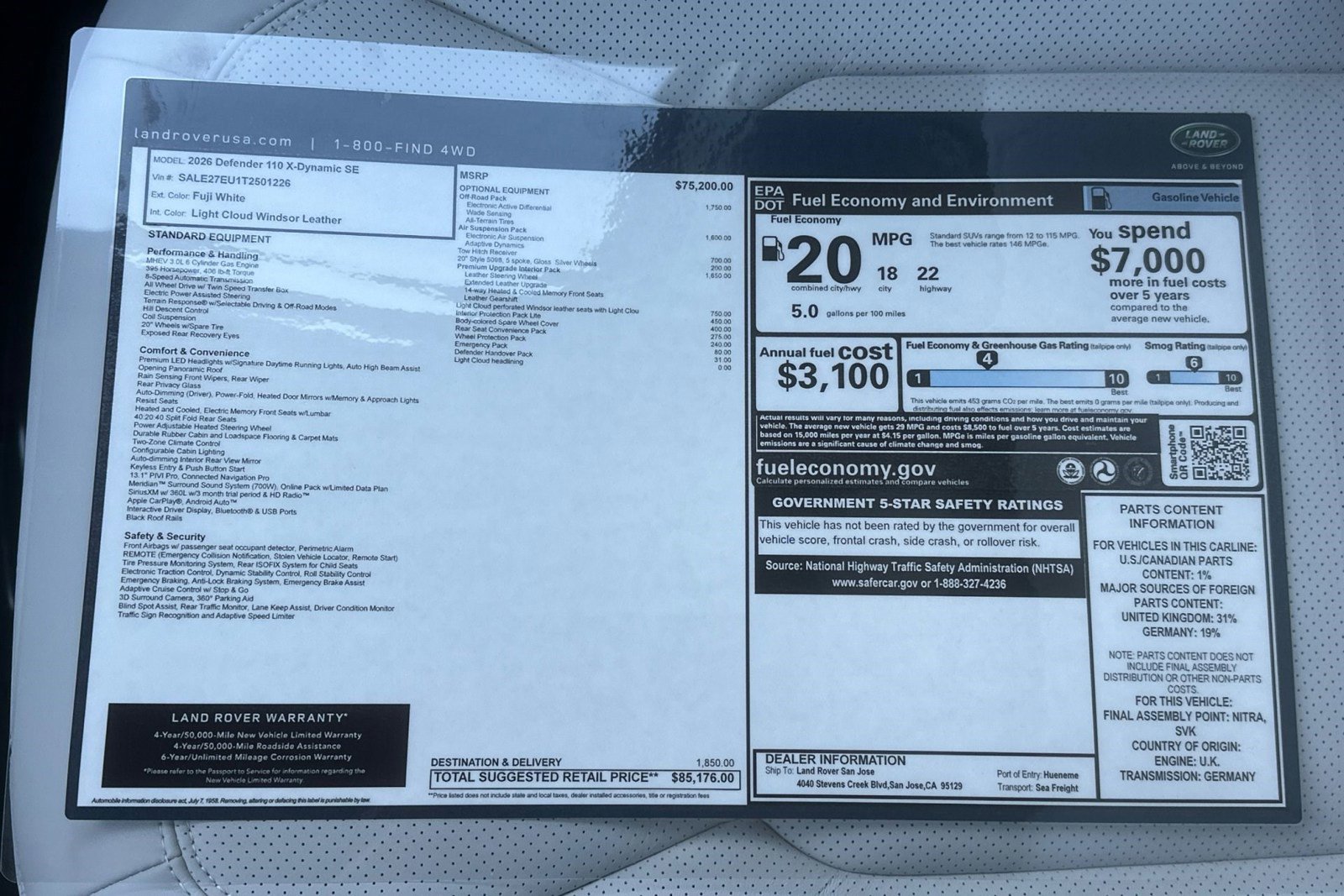 New 2026 Land Rover Defender 110 X-Dynamic SE image 29