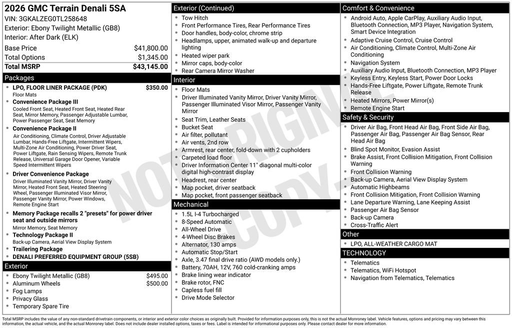 New 2026 GMC Terrain Denali w/ LPO, Floor Liner Package image 46