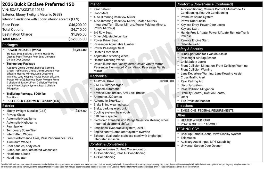New 2026 Buick Enclave Preferred w/ Power Package image 38