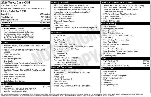 New 2026 Toyota Camry XSE w/ Premium Package image 7