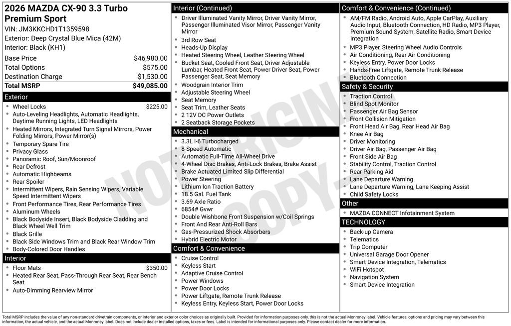 New 2026 MAZDA CX-90 3.3 Turbo w/ Premium Sport Pkg image 7