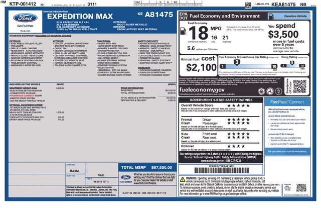 Used 2019 Ford Expedition Max XLT w/ Equipment Group 202A AWD/4WD image 31