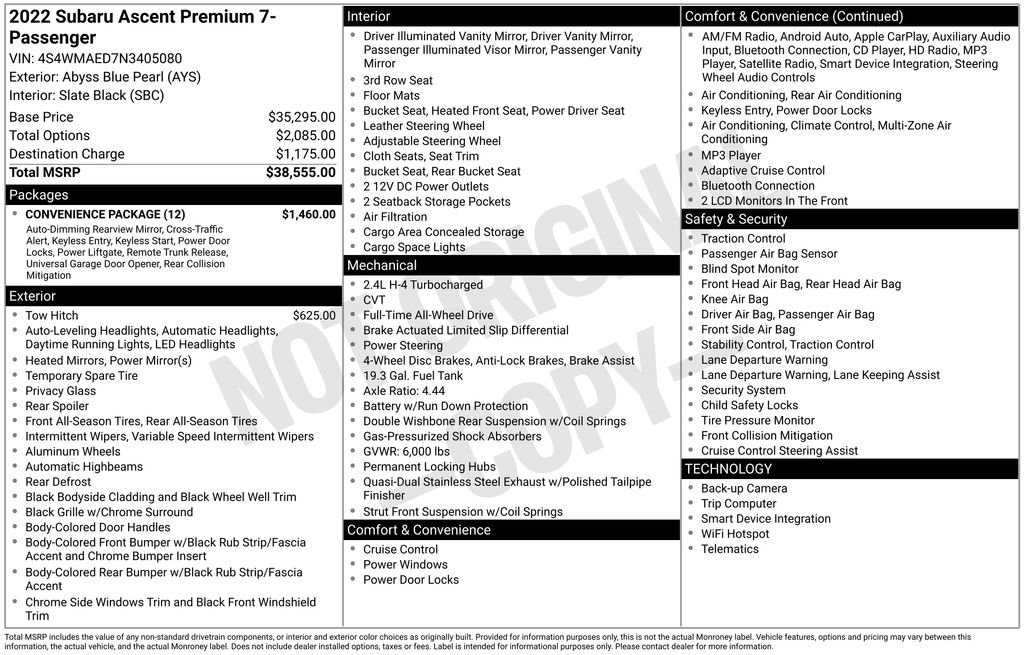 Used 2022 Subaru Ascent Premium w/ Convenience Package image 29