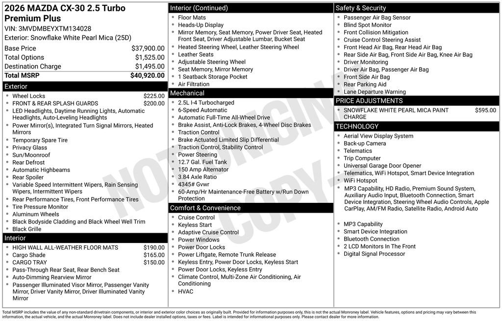 New 2026 MAZDA CX-30 2.5 Turbo w/ Premium Plus Pkg image 36