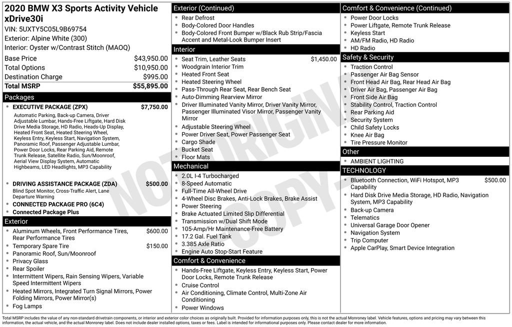 Used 2020 BMW X3 xDrive30i w/ Executive Package image 6