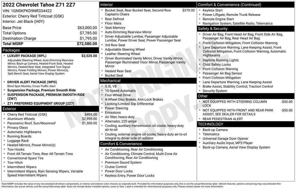 Used 2022 Chevrolet Tahoe Z71 w/ Luxury Package image 2