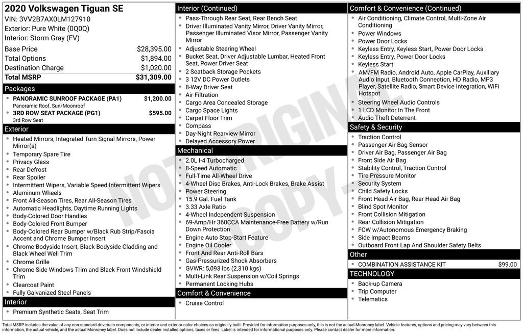 Used 2020 Volkswagen Tiguan SE w/ Panoramic Sunroof Package image 7