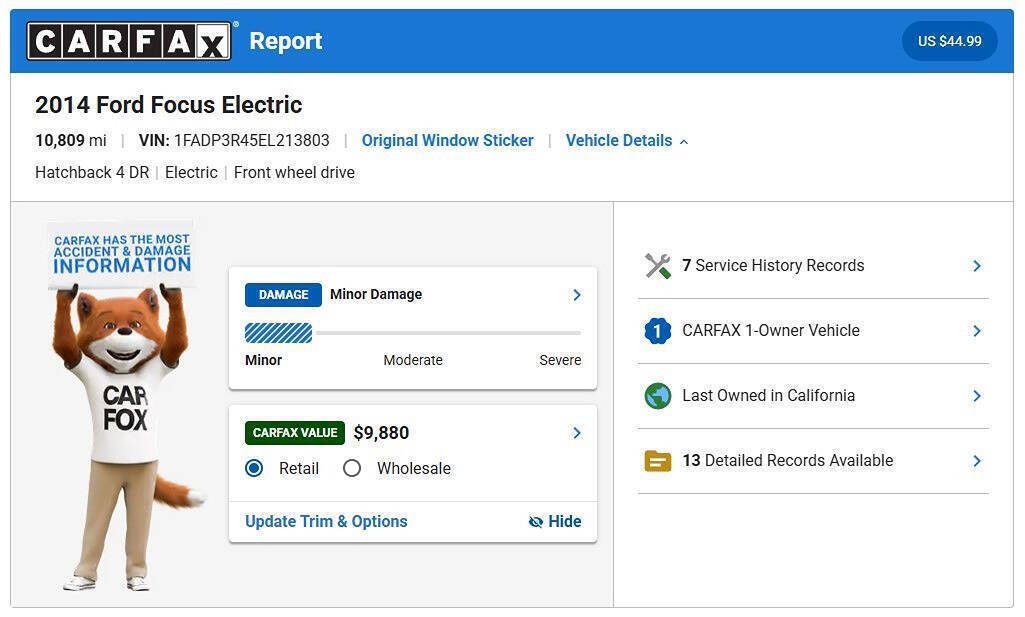 Used 2014 Ford Focus Electric Hatchback FWD image 2