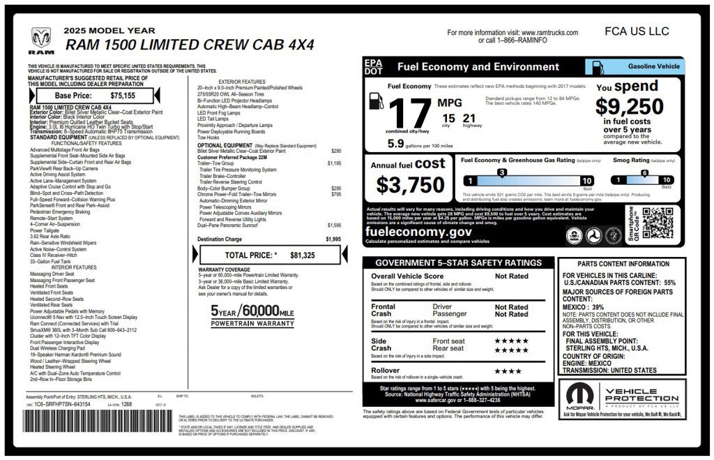 Certified 2025 RAM 1500 Limited w/ Trailer Tow Group AWD/4WD image 3