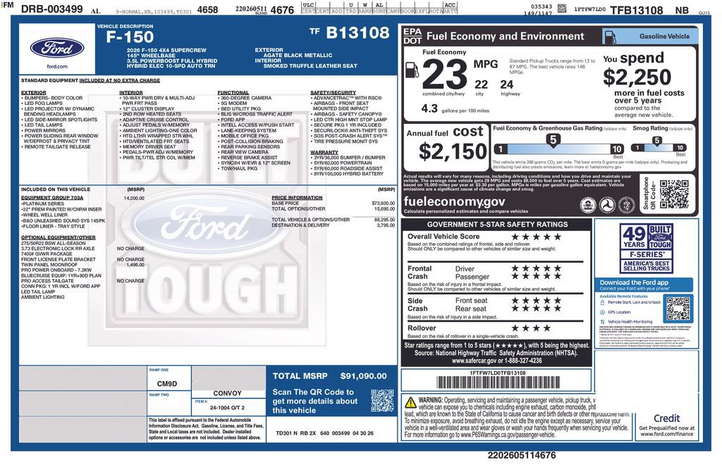 New 2026 Ford F150 Platinum w/ Equipment Group 703A Plus AWD/4WD image 8