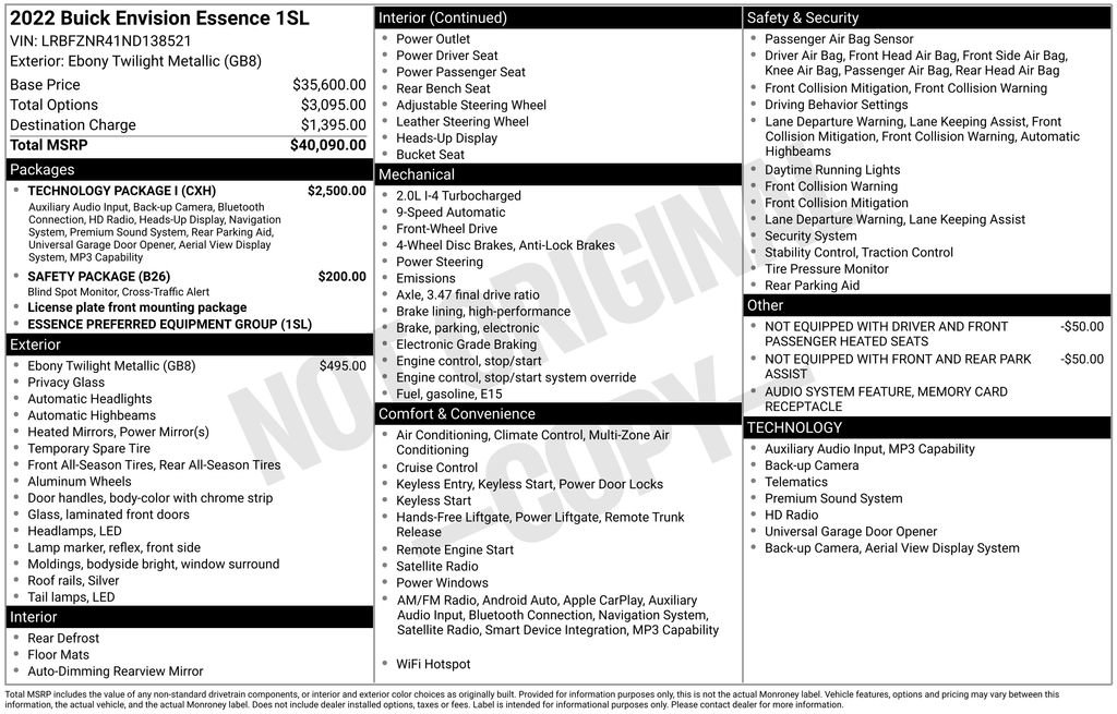 Used 2022 Buick Envision Essence w/ Technology Package I FWD image 4