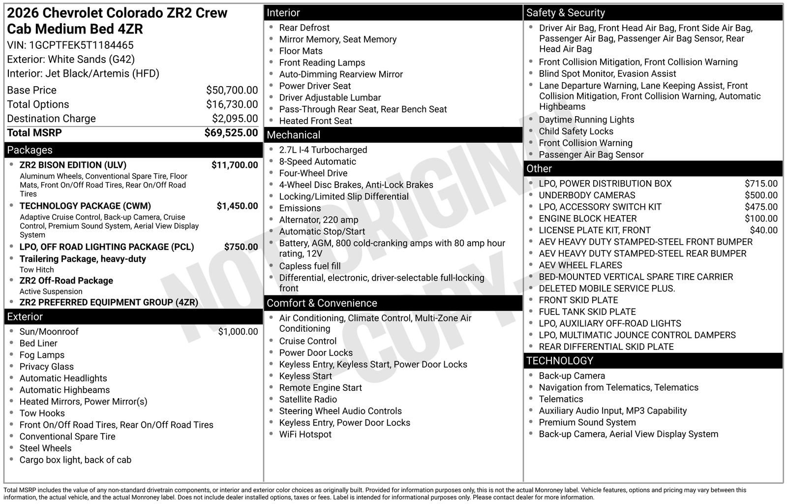 New 2026 Chevrolet Colorado ZR2 w/ ZR2 Bison Edition AWD/4WD image 5