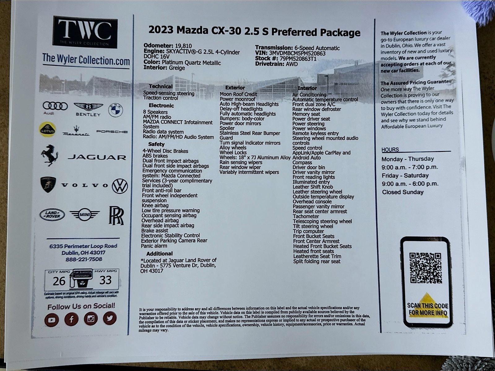 Used 2023 MAZDA CX-30 AWD 2.5 S w/ Preferred Package image 43