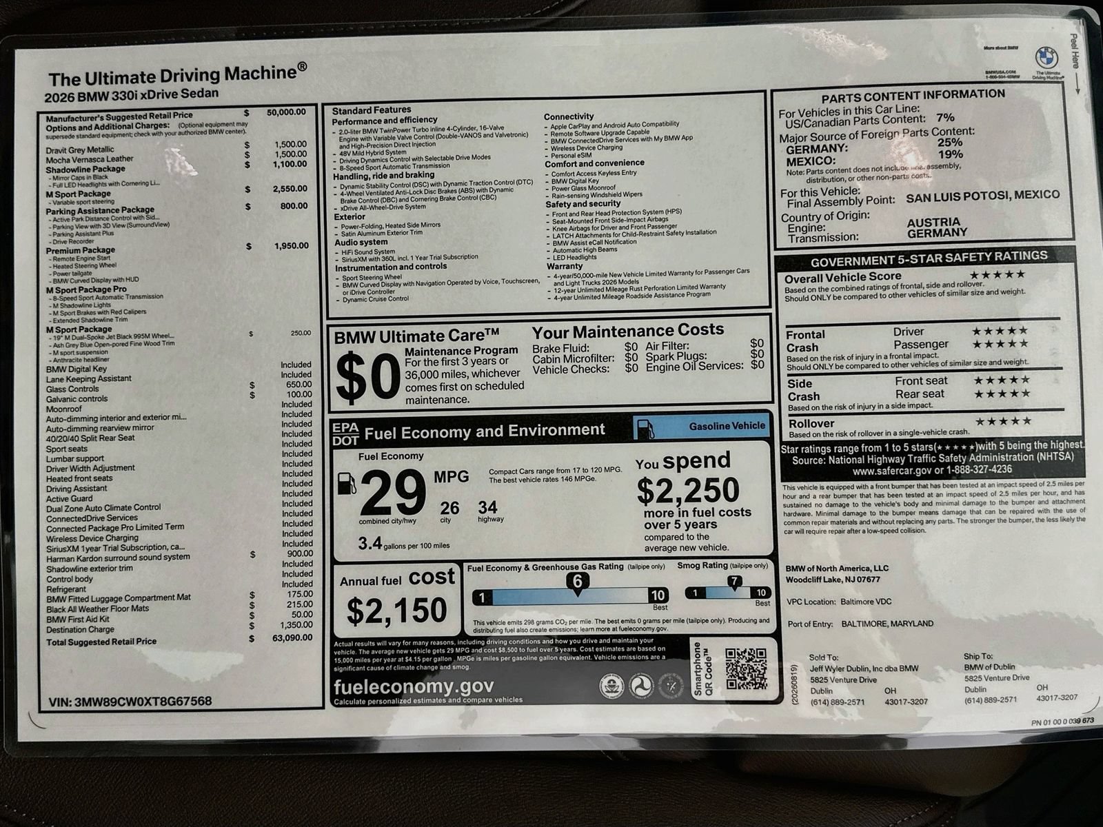 New 2026 BMW 330i xDrive Sedan w/ M Sport Package AWD/4WD image 47