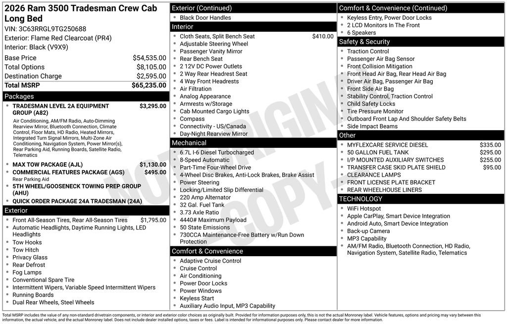 New 2026 RAM 3500 Tradesman AWD/4WD image 4