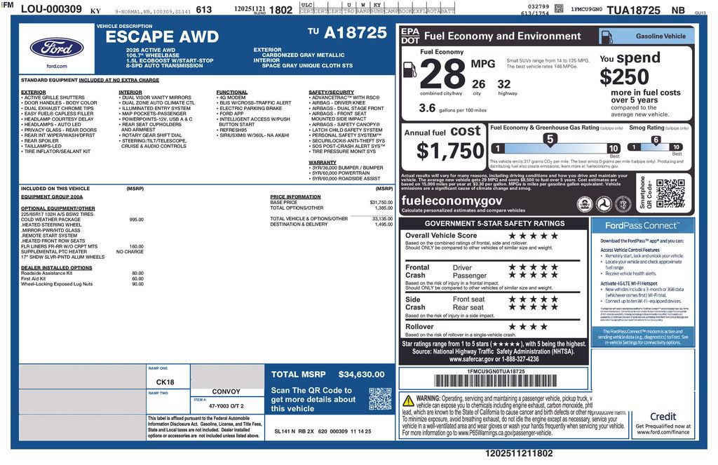 New 2026 Ford Escape Active w/ Cold Weather Package AWD/4WD image 5