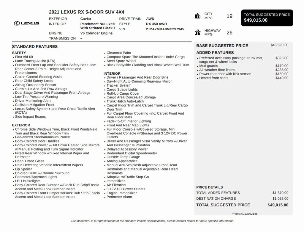 Used 2021 Lexus RX 350 AWD w/ Accessory Package image 10