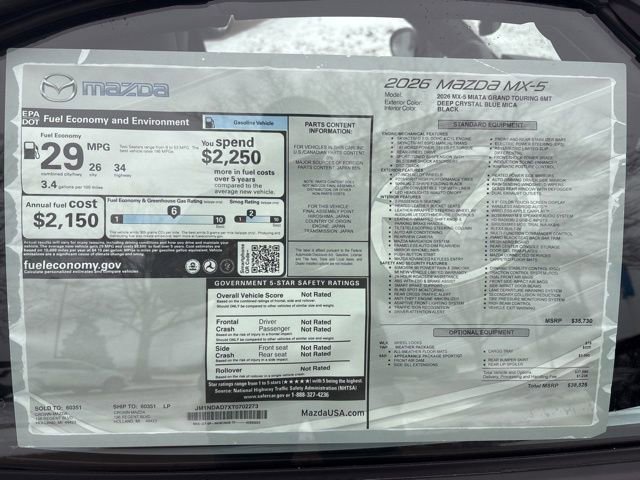 New 2026 MAZDA MX-5 Miata Grand Touring w/ Appearance Package RWD image 10