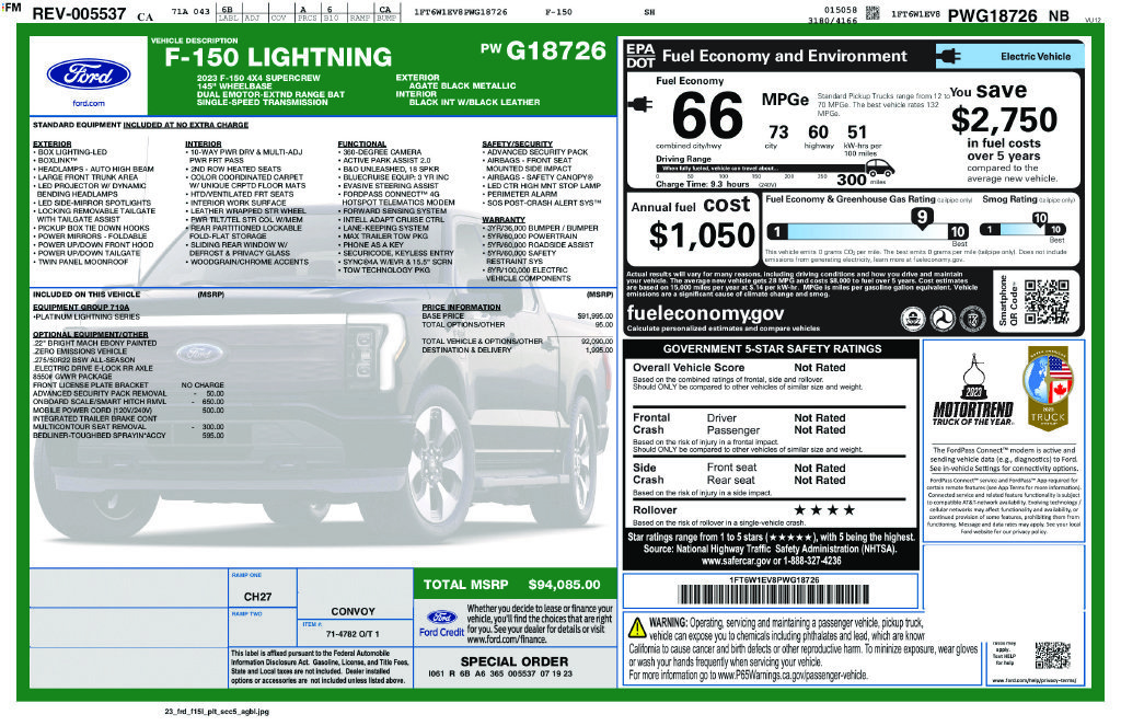 Used 2023 Ford F150 Lightning Platinum AWD/4WD image 48