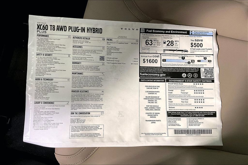 New 2026 Volvo XC60 T8 Plus w/ Climate Package AWD/4WD image 15