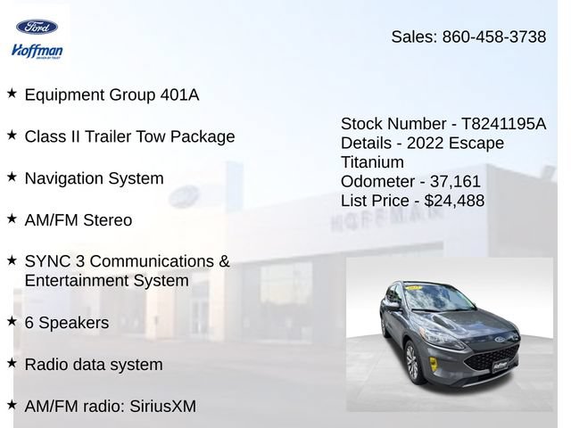 Used 2022 Ford Escape Titanium w/ Class II Trailer Tow Package AWD/4WD image 5