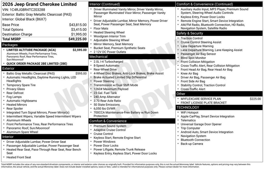 New 2026 Jeep Grand Cherokee Limited w/ Limited Altitude Package RWD image 5