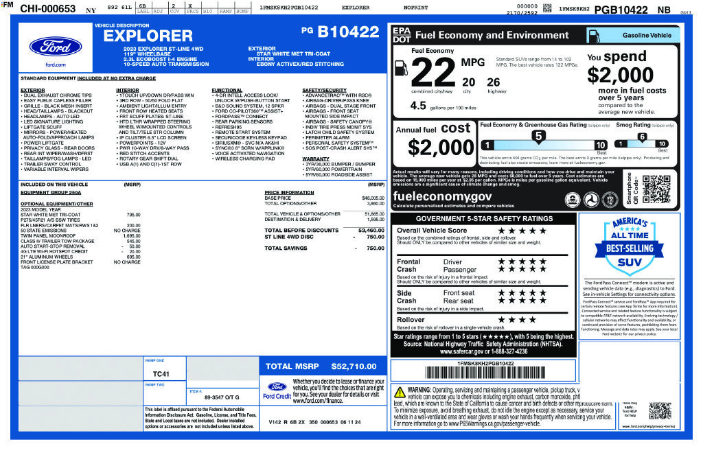 Used 2023 Ford Explorer ST-Line w/ Class IV Trailer Tow Package AWD/4WD image 34