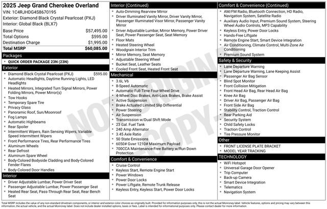 New 2025 Jeep Grand Cherokee Overland AWD/4WD image 31