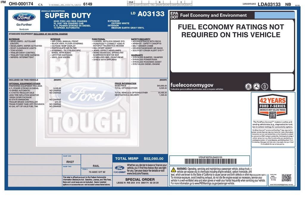 Used 2020 Ford F550 2WD Regular Cab Super Duty image 6