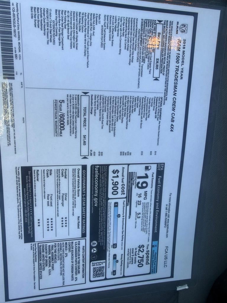 Used 2018 RAM 1500 Tradesman w/ Popular Equipment Group AWD/4WD image 68