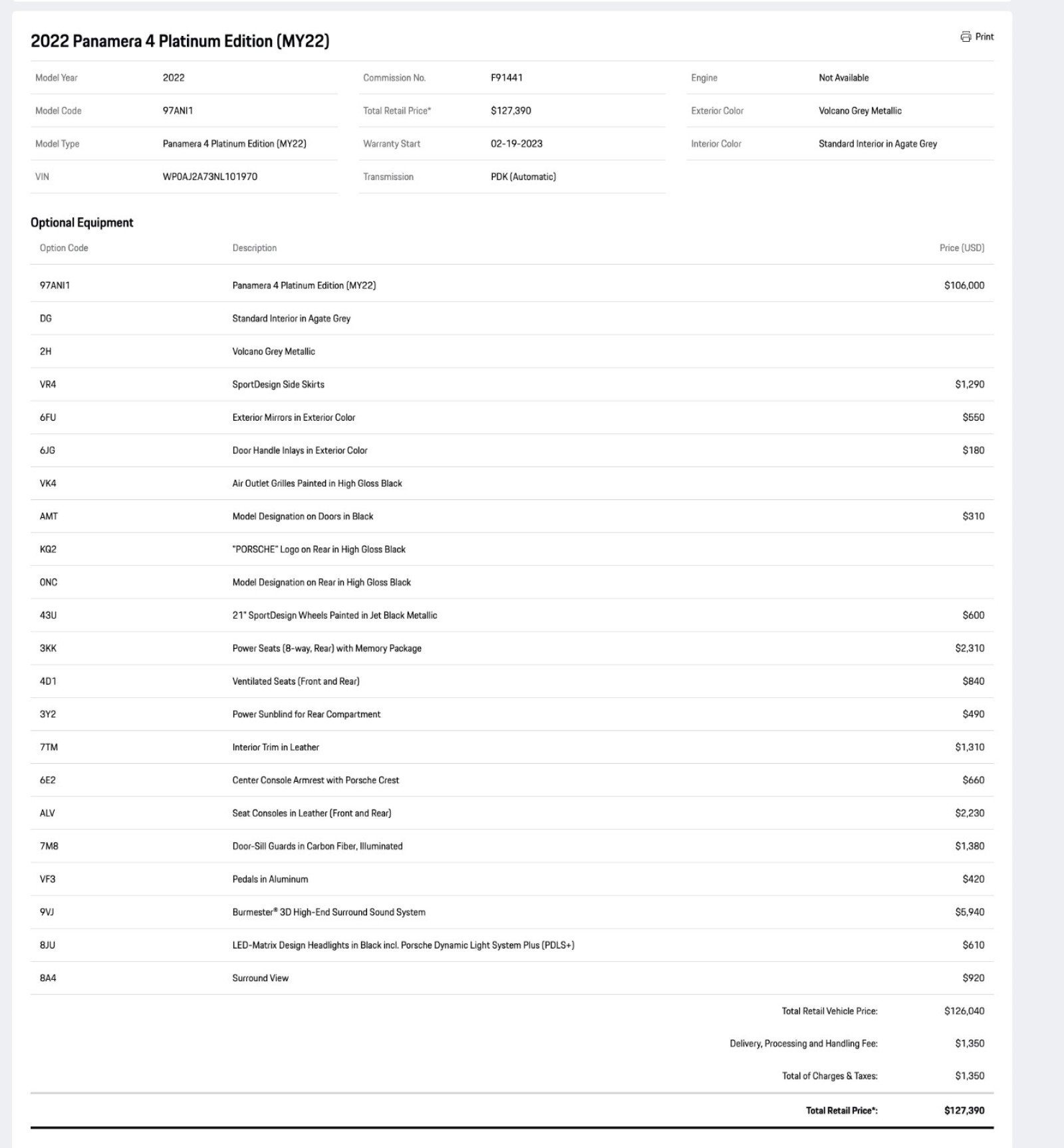 Certified 2022 Porsche Panamera 4 Platinum Edition image 24