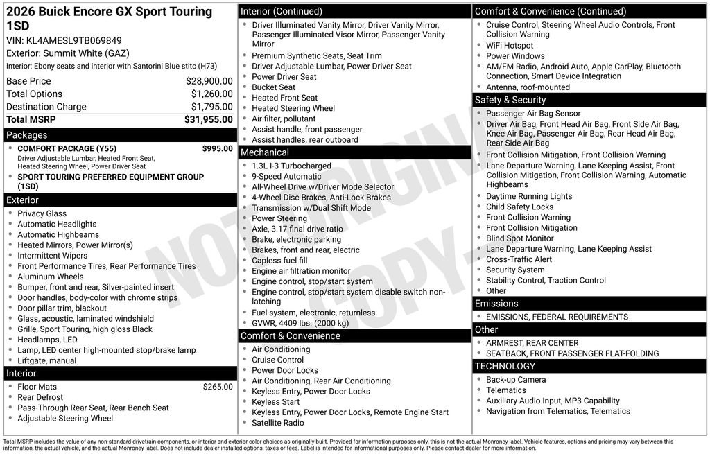 New 2026 Buick Encore GX Sport Touring w/ Comfort Package image 41