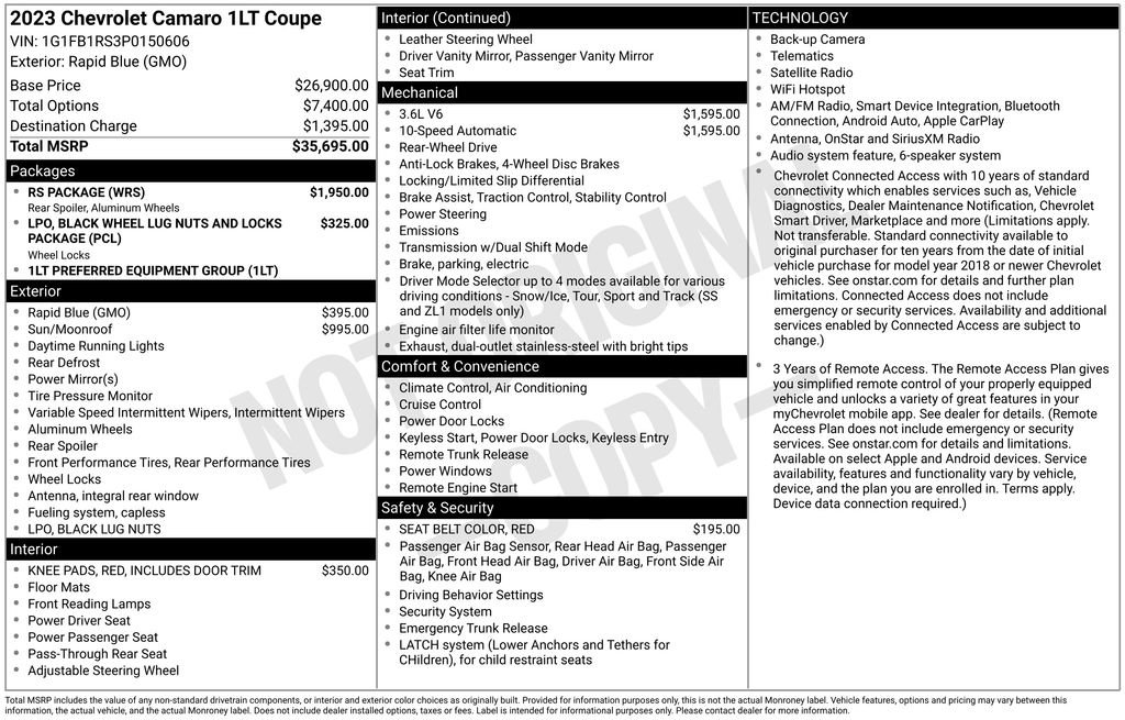 Used 2023 Chevrolet Camaro LT w/ RS Package RWD image 11