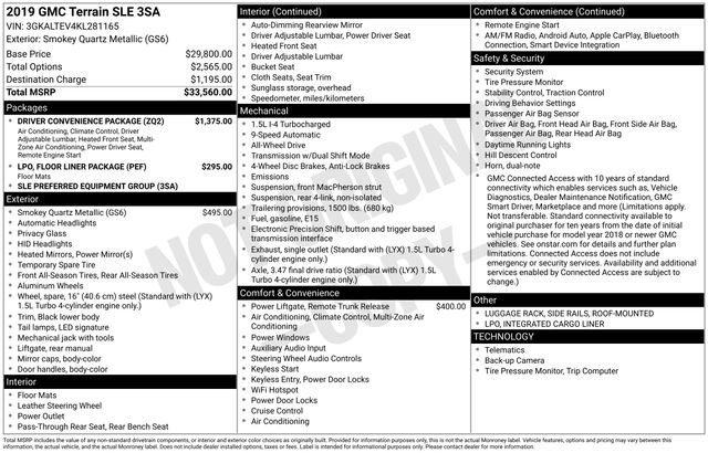 Used 2019 GMC Terrain SLE w/ Driver Convenience Package AWD/4WD image 7