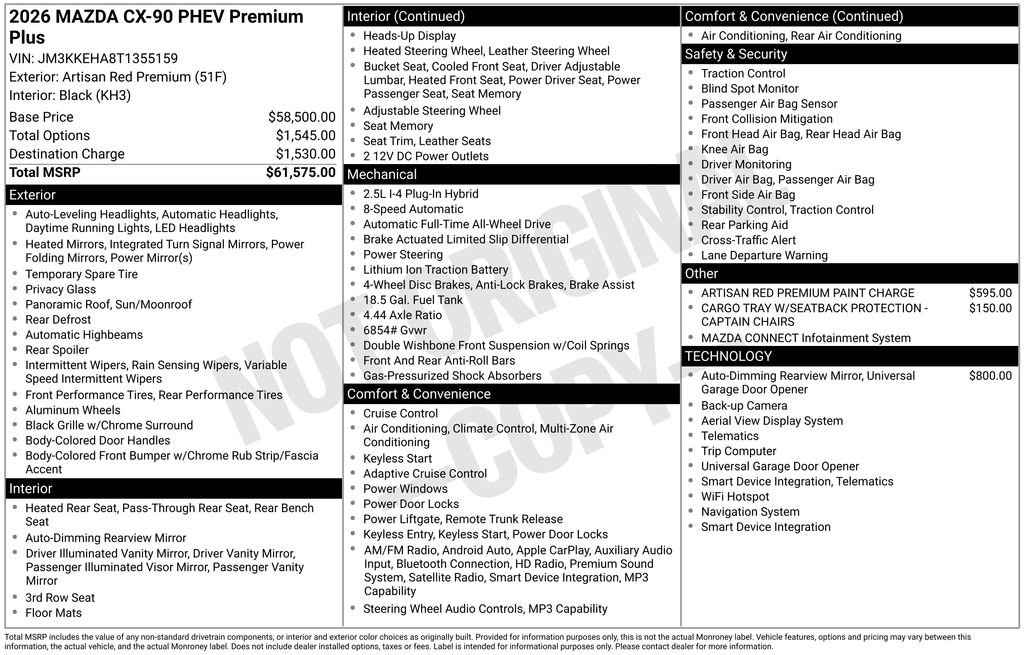 New 2026 MAZDA CX-90 Plug-In Hybrid w/ Premium Plus image 3