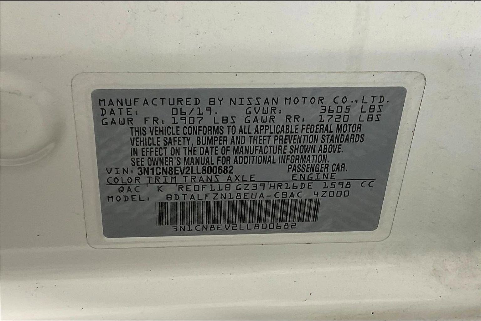 Certified 2020 Nissan Versa SV image 18