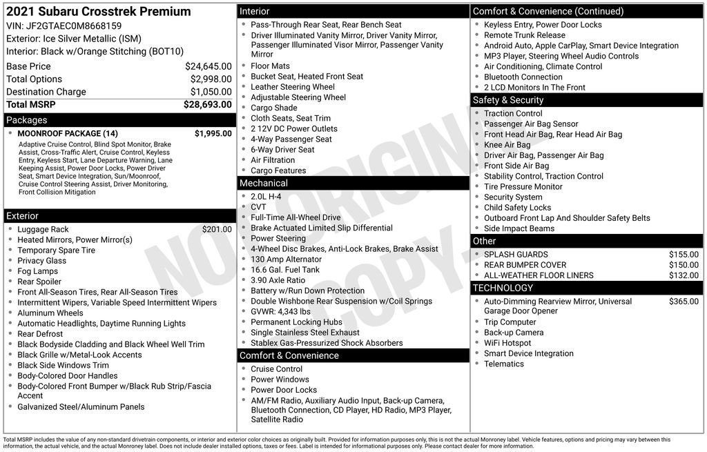 Used 2021 Subaru Crosstrek 2.0i Premium w/ Moonroof Package image 6