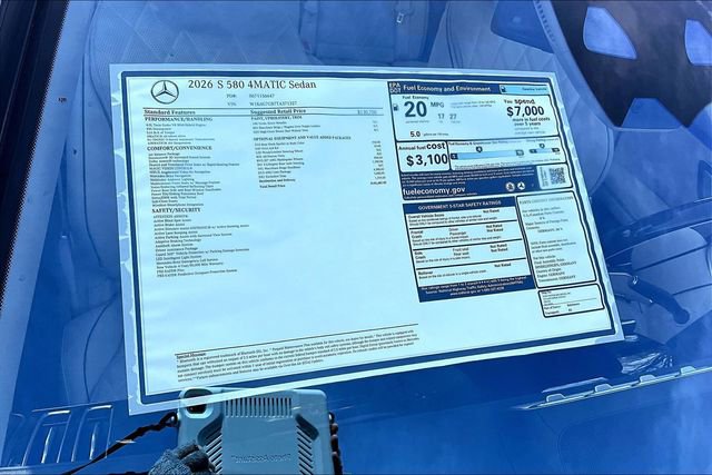 New 2026 Mercedes-Benz S 580 4MATIC Sedan image 17