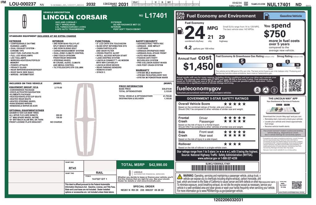 Used 2022 Lincoln Corsair AWD w/ Equipment Group 101A image 6