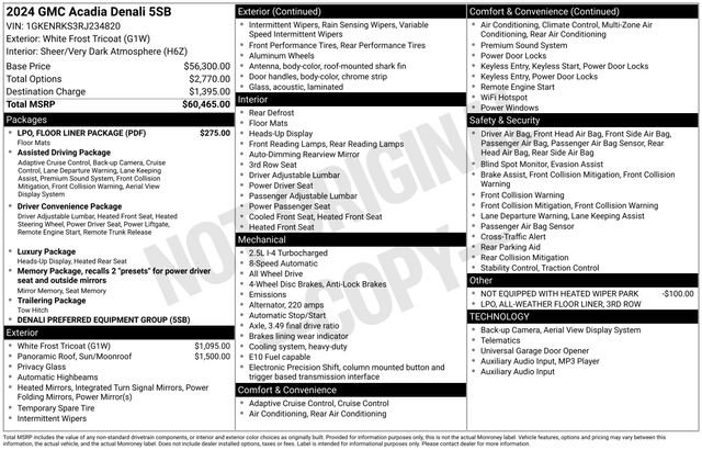 Used 2024 GMC Acadia Denali w/ LPO, Floor Liner Package image 5