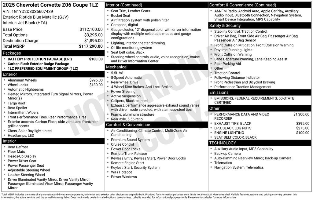 New 2025 Chevrolet Corvette Z06 w/ Battery Protection Package image 26