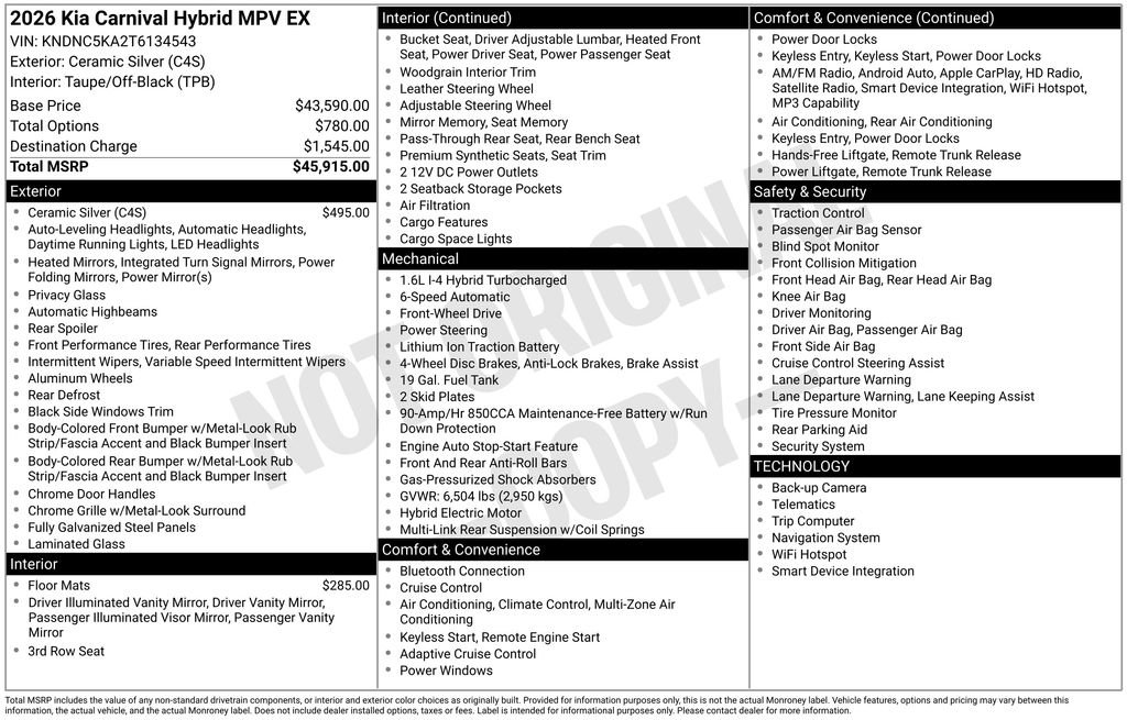 New 2026 Kia Carnival EX image 32