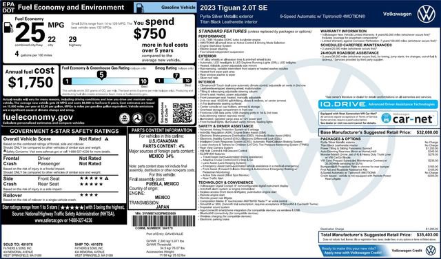 Used 2023 Volkswagen Tiguan SE w/ Panoramic Sunroof Package AWD/4WD image 4