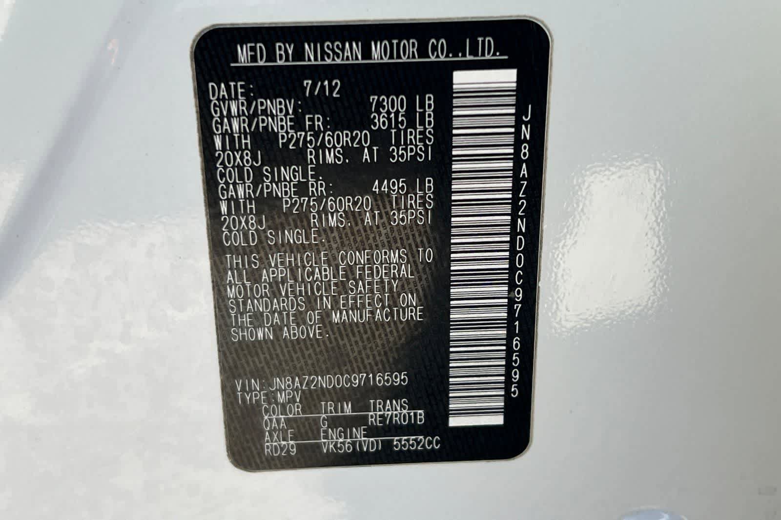 Used 2012 INFINITI QX56 2WD w/ Theater Pkg image 41