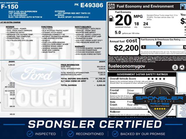 Certified 2023 Ford F150 XLT w/ Equipment Group 302A High