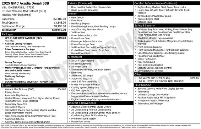 Certified 2025 GMC Acadia Denali w/ LPO, Floor Liner Package AWD/4WD image 47