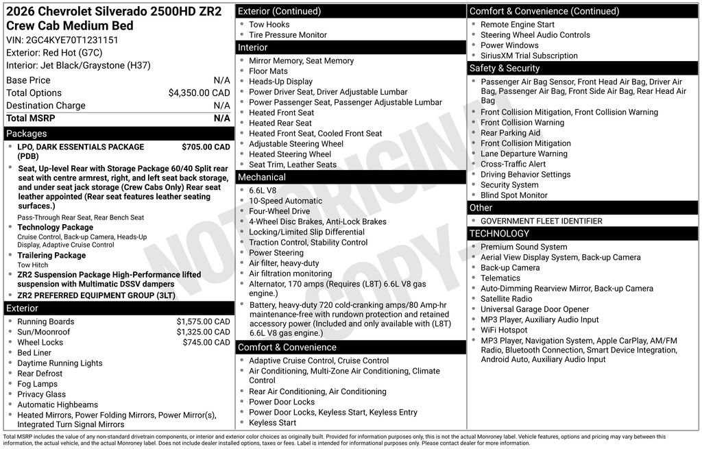 New 2026 Chevrolet Silverado 2500 ZR2 w/ LPO, Dark Essentials Package AWD/4WD image 9