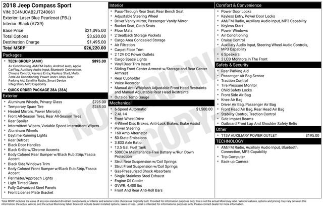 Used 2018 Jeep Compass Sport w/ Tech Group FWD image 2